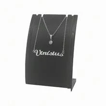 Colar Feminino corrente de nomes de masculino vinisius em aço inox prata prateada Dourado Não escurece Gargantilha Dupla - Vinisius-Duplo-Prateada - Visão 3