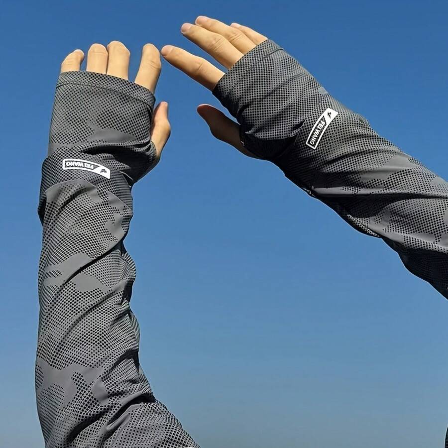 2PCS (1PCS Left-Hand + 1PCS Right-Hand) Sun Protection Arm Sleeves For Men And Women, Loose-Fitting, Summer Ice Silk, Men's Large Size, Extended Arm Guards, Driving Gloves, Ice Sleeves, Summer Fishing Arm Guards - 2 chiếc (1 chiếc tay trái + 1 chiếc tay phải) - Màu xám nhạt - Xem 1