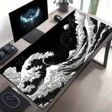 1 tấm lót chuột chơi game cỡ lớn kiểu Nhật màu đen họa tiết sóng - Thiết kế công thái học, đế cao su chống trượt, họa tiết phong cảnh Nhật Bản nghệ thuật, phù hợp cho máy tính và máy tính bảng, bề mặt bền và mịn, tấm lót chuột máy tính | tấm lót chuột nghệ thuật | tấm lót chuột bền, tấm lót chuột cỡ lớn - Họa tiết phong cảnh nghệ thuật Nhật Bản - Xem 9
