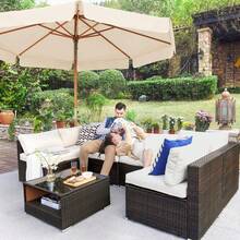 SONGMICS Parasole da giardino ottagonale da 2,7 m, con palo e aste in legno, inclinabile, base non inclusa, per terrazza o balcone esterno, beige GPU270M01 3TKS - Beige - Visualizzare 3