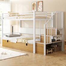 Kids Bed Frames, Headboards & Footboards - White + MDF+Metal - View 3