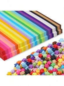 90/380/540/1350pcs Origami Star Paper Strips, Handmade Home Game Greeting Card Gift Halloween Party Decoration Craft, Creative Origami Lucky Star, Five-Pointed Star Decoration For Halloween, Christmas Eve, Christmas Party Small Gifts - Multicolor - View 1
