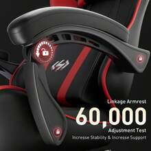 HLDIRECT Gaming Chair, Video Game Chair, Gaming Computer Chair, Ergonomic Chairs With Headrest And Lumbar Support For Adults, Swivel PU Leather Office Chair,Black And Red - 黑紅 - 查看 3
