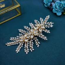 1pc Handmade Silver & Gold Rhinestone Headband, Luxury Bridal Headpiece, Wedding Updo Side Decor Hair Accessory, Suitable For Weddings, Parties, Performances,Summer,Beach - Multicolor - View 4