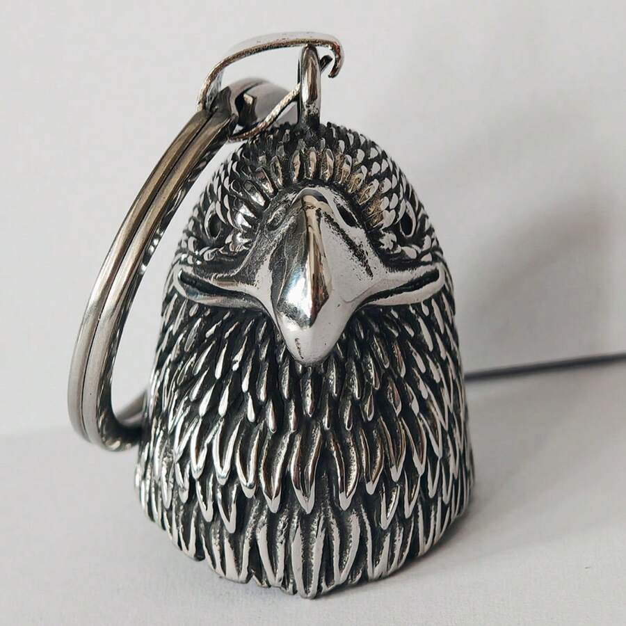 AD Angel Stainless Steel Exorcism Bell, Vintage Punk Riding Decoration Bell, Light Gray Universal Modification Accessory, Suitable For Motorcycles, Bicycles Bald Bald E Agle - Bald Eagle - View 1