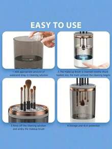 Escova de Maquiagem Elétrica 2 em 1 Limpadora e Secadora, Alimentada por USB, À Prova d'Água, com Suporte de Armazenamento. Gira Automaticamente para Limpar Profundamente Pincéis de Sombra, Pincéis de Blush e Pincéis de Maquiagem de Vários Tamanhos/Estilos. Um Presente Ideal para Garotas. - Multicolorido - Visão 11