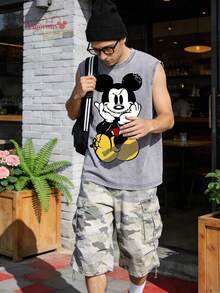 Disney Mouse Made In 3MER Print Sleeveless T-Shirt - Grey - View 1