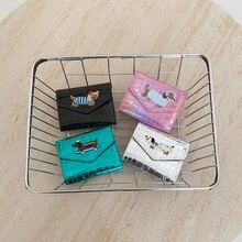 2026 New Sausage Dog Cute Card Holder, Women's Compact Slim Multi-Card Slots Plain Coin Purse Wallet, Stone Texture Card Case - Multicolor - View 5