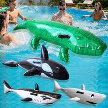 2/1pc Inflatable Crocodile,Shark,And Whale-Shaped Water Loungers The Perfect Summer Gift For Pool And Beach Parties.Enjoy Floating Loungers By The Pool During Your Vacation And Relax To Your Heart's Content. - Multiple Styles - View 1