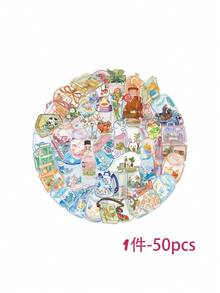 50pcs Transparent Object Sticker Pack, Decorative For Phone Case, Scrapbook, Planner, Luggage, Skateboard, Guitar, Envelope, Greeting Card, Back To School Gift - Multicolor - View 10