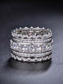 1pc Luxurious Cubic Zirconia Ring, Suitable For Women, Ideal For Weddings, Engagements, Anniversary Parties, Valentine's Day Gift - 1# - View 11