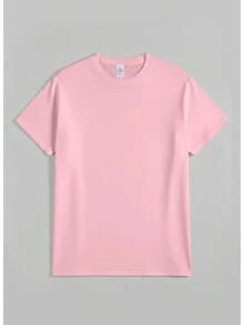 New Summer 2026 Collection, Locally Shipped Loose-Fit Graphic Tee, Short-Sleeve Breathable 100% Cotton, Casual Sports & Pilates Fitness Top - 粉色 - 查看 4