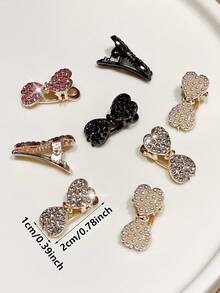 4/8pcs Delicate Mini Colorful Rhinestone Bow Hair Clips, Suitable For Side Bangs, Fringe, Gifts For Girlfriend, Suitable For Back To School, Dates, Beach Vacations, Daily Commute, Practical And Stylish Hair Accessories - Multicolor - View 5