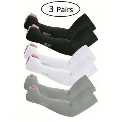 3 đôi ống tay chống tia UV bằng lụa băng mùa hè unisex - Găng tay hở ngón siêu nhẹ dành cho đạp xe, thích hợp cho các hoạt động thể thao ngoài trời - Giải pháp chống nắng thoáng khí và co giãn. Họa tiết hình học, phong cách Bohemian, miếng bảo vệ đầu gối, vật dụng cần thiết khi đi du lịch, vật dụng cần thiết khi leo núi, vớ làm mát, túi đá, miếng bảo vệ đầu gối.
