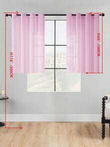 1pc Sheer Curtain, Grommet Curtain, Light Filtering Curtain, Semi-Transparent Curtain, Home/Office Use Curtain, Solid Color Modern Minimalist Polyester Voile Curtain, Softens Light, Suitable For Bedroom, Living Room, Balcony, UV Protection - Pink - View 16