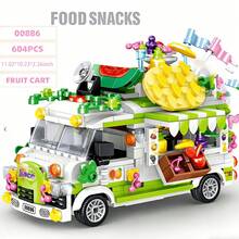 Bộ đồ chơi lắp ráp mô phỏng xe bán kem/xe bán hamburger/xe bán đồ tráng miệng/xe bán nước ép trái cây/xe bán bánh ngọt mini, hơn 600 mảnh. Bộ này bao gồm xe bán kem, xe bán hamburger, xe bán đồ tráng miệng và xe bán trái cây, cũng như xe bán đồ ăn, mang lại nhiều niềm vui hơn. - Nhiều màu - Xem 8