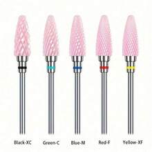 Bộ 5 mũi khoan móng tay bằng gốm, phụ kiện mài và đánh bóng móng tay bằng hợp kim thép phủ gốm màu hồng, dụng cụ làm móng. - Hồng - Xem 8