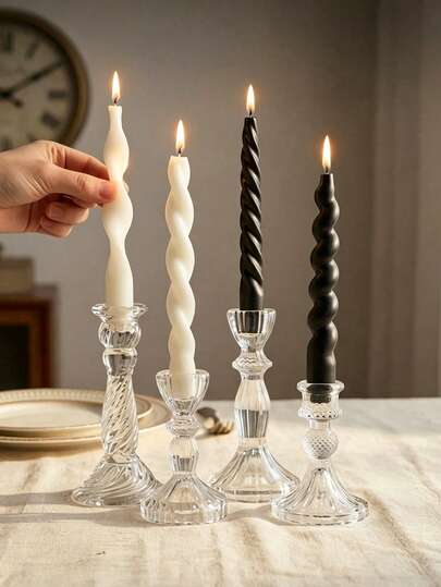 4pcs Nordic Minimalist Spiral Candles, Home Decor Candles, Mother's Day Gift, 2026 Graduation Gift For Her, Graduation Party Supplies, Desktop Decor, Wedding Centerpiece, Romantic Dinner Table Living Room Decor, Easter Spring, Birthday Gift, Bedroom Bathroom Garden Holiday Christmas Valentine's Anniversary Gift For Women