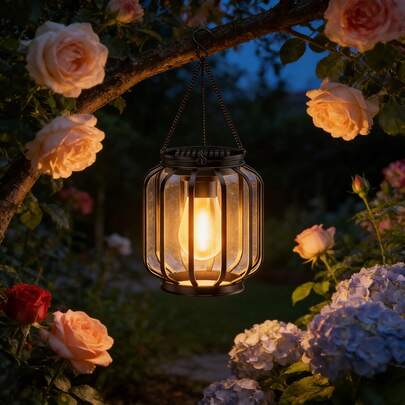 2pcs/1pc Solar Hanging Lantern Metal Outdoor Pendant Light With Hooks Garden Patio Decorative Lamp Porch Balcony Ambient Lighting Warm Light Lantern Portable Desktop Outdoor Light