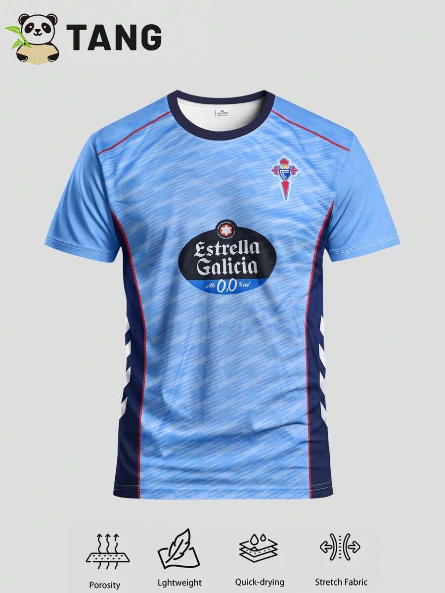 La Liga Celta-stil fotbollströja för herrar & lätt mjuk fotbollstop & lämplig för fotbollsmatcher, träning, vardagsbruk & present
