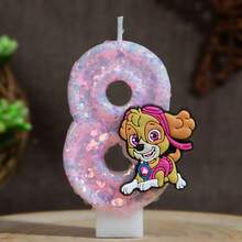 Bougies chiffres de chien de dessin animé, bougies d'anniversaire numéros 0-9 pailletées rose et violet, convient pour diverses décorations de fête et tous les groupes d'âge - Multicolore - Voir 18