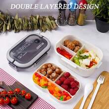 1pc Microwave Bento Box, High-Quality Portable Lunch Box With Utensils Spoon, Food Storage Container - Multicolor - View 6