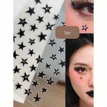 1pc Star Sticker Face Jewelry, Metallic Silver Color With Rhinestone Five-Pointed Star Face Sticker, Suitable For Music Festival Makeup, Sparkling And Versatile For Y2K, Kpop, Carnival, Face Decoration With Five-Pointed Star And Rhinestone (Self-Adhesive) - 多色-1 - 查看 5