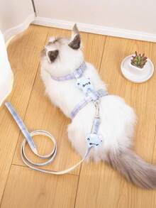 LANGXINGCS 1 Set Correa para gato con diseño de conejo de dibujos animados, correa para mascotas ligera y cómoda anti-escape, adecuada para uso en exteriores de gatos y perros pequeños - Multicolor - Ver 9
