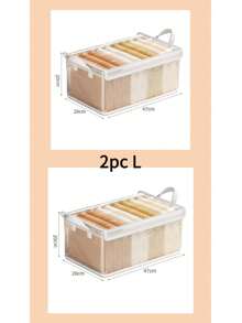 Stackable PVC Storage Box With Steel Frame And Lid, Large Capacity With Handle, Space-Saving, Multipurpose Storage Container, Suitable For Home, Dorm, Bedroom, Closet. Sunny Travel Essentials For Valentine's Day - Clear - View 11