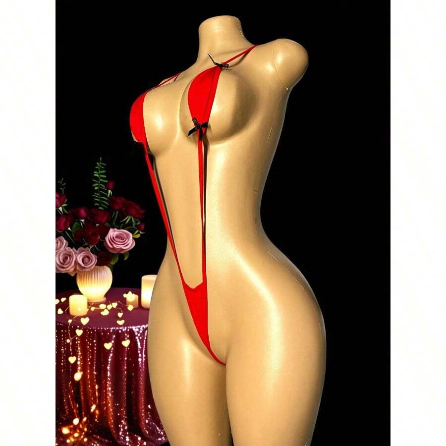A Sexy Lingerie, Sexy Lingerie Three Points Not Off Temptation Valentine's Day New Pajamas Dating Robes Bed Passion Set Ladies Sexy Lingerie And Panties Bold Clothes Dew Foreign Land Temptation Lingerie - 紅色 - 查看 1