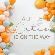 UA Little Cutie Is On The Way Baby Shower Party Decal Sign - Litter Cutie Baby Shower Decorations A Little Cutie Is On The Way Banner Cutie Birthday Party Decor1 - 棕色 - 查看 8