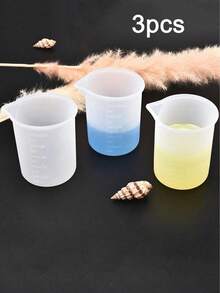 1/3个装 100毫升硅胶树脂搅拌杯，硅胶量杯，树脂DIY工艺工具，带精确刻度 - 彩色 - 查看 12
