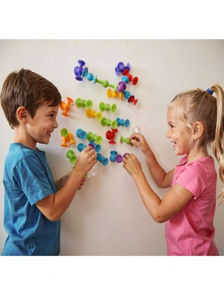 7/11/28pcs Set Soft Silicone Suction Cup Toys, Montessori Sensory Toys For Children, Window Suction Cup Building Toys, Suitable For Early Learning Of Toddlers - Multicolor - View 2