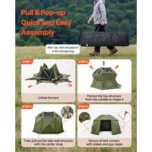 Pop-up-Pavillon, 3,96 x 3,96 m, 13-seitiges, kugelförmiges Campingzelt mit abnehmbarem Dach & Tragetasche, 360°-Belüftung, Sonnenschutz, Partyzelt für 10–12 Personen, Grün - 4,0 x 4,0 m (13 x 13 Fuß), Olivgrün - Übersicht 5