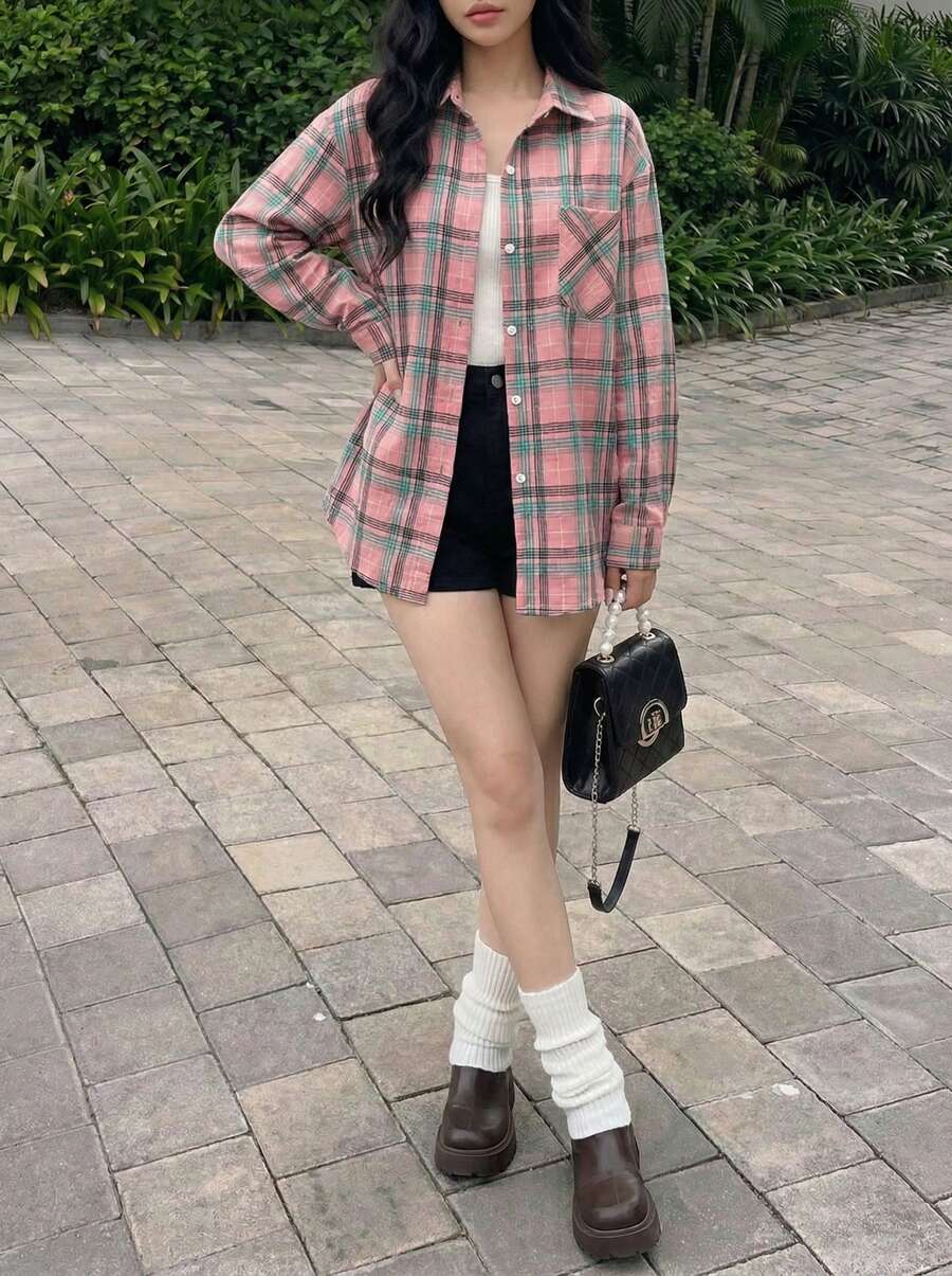 Rikumo New Casual Fashion Plaid & Striped Blouse For Women Spring - Multicolor - View 1