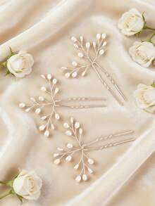 6/3 Pieces Elegant Imitation Hair Clip - Handmade Metal Vintage Hair Accessories, Exquisitely Designed, Suitable For Weddings, Parties, And Casual Wear, Party Hair Accessories | Nature-Inspired Design | Handmade Jewelry, Cute Hair Accessories, Summer, Beach - White - View 5