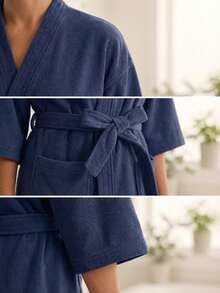 Bathrobe - Navy Blue - View 2