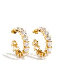 Đôi bông tai hình trái tim sang trọng, chất liệu cao cấp bằng bạc sterling 925 mạ vàng 18K, đính đá Cubic Zirconia, dành cho nữ. - Bông tai trái tim - Xem 8