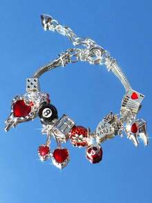 1pc Gothic Style Charm Bracelet, 1pc Dark Style Cross Charm Bracelet, 1pc Infinity Symbol Angel Devil Charm Bracelet, Party Cosplay Bracelets - 紅色的 - 查看 5