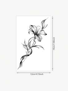 1pc Fashionable Waterproof High-End Floral Line Tattoo Sticker, Niche Wrapped Vine Element Fake Temporary Tattoo, Suitable For People - Black - View 7