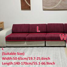 1pc Solid Color Elastic Jacquard Sofa Seat Cushion Cover, Removable And Machine Washable, Suitable For Living Room Polyester Sofa Seat Cushion And Backrest Cover - Burgundy - View 11