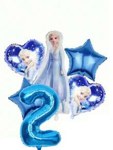 Blue Ice Princess Theme Birthday Party Balloon Set Decorations, Including Blue And White Balloons, Birthday Party Decor, Birthday Wishes Balloon Combo, Foil Balloons, 18 Inch Patterned Round, Heart And Star Foil Balloons, Suitable For Birthday Growth Ceremony Party Wall Decor Background - View 20