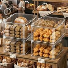 1pc Large Capacity Transparent Acrylic Bread Box, Modern Minimalist Bread Storage Container With Flip Lid, Transparent Pastry Storage Box, Suitable For Bread, Donuts, Croissants, Etc., Space-Saving Kitchen Food Storage Box - View 2