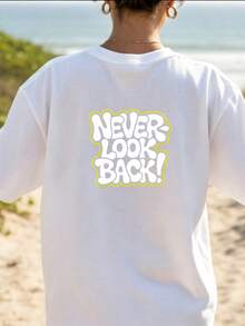 Abstract Pattern% Cotton Casual White Tee With Back Graphic, Couple Matching Summer Shirt, Soft Comfortable Beach & Outdoor Activities, Available S- - White - View 4