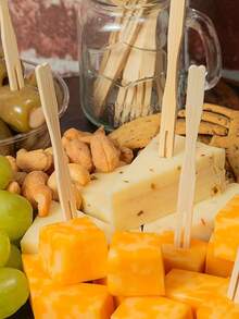 50/100 que xiên trái cây bằng tre, que xiên thức ăn mini hai ngạnh, que xiên cocktail bằng gỗ, thích hợp cho món khai vị, món tráng miệng, tiệc tùng, đám cưới, tiệc buffet. - Nhiều màu - Xem 7