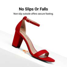 Women Chunky Block Low Heel Pump Sandals Open Toe Ankle Strap Heeled Sandals Bridesmaid Wedding Bridal Party Evening Homecoming Prom Dress Pumps Shoes - 紅色 - 查看 8