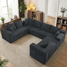 138'' Modular Sectional Couches For Living Room,Cloud BonelessCompressed Sectional Sofa,Oversized U Shaped8 Seater Upholstered Memory Foam Sofa, No Assembly, Corduroy Fabric,Furniture Living Room - Nhiều màu - Xem 14