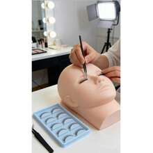 1 pieza Cabeza de maniquí para entrenamiento de extensión de pestañas - Modelo de práctica de extensión de pestañas - Cabeza de entrenamiento de masaje de belleza - Cabeza de muñeco para maquillaje y microblading de cejas - Material de silicona suave - Herramientas para extensión de pestañas - Multicolor - Ver 11