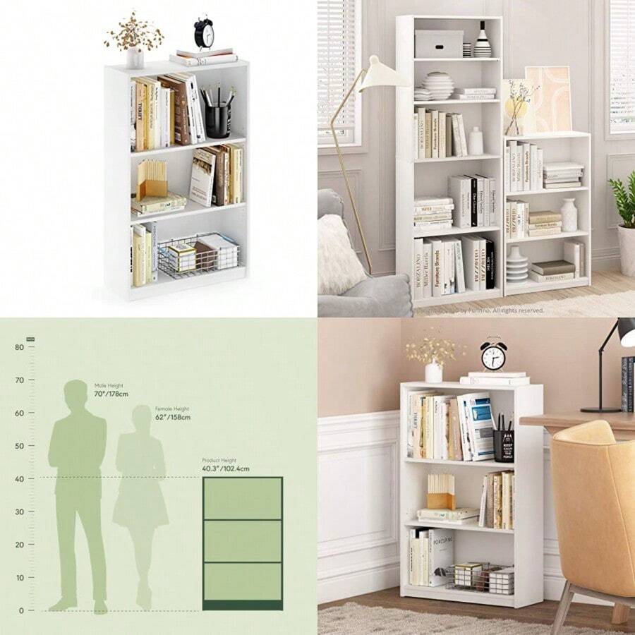 Furinno Jaya Simple Home 3-Shelf Bookcase White - Blanco - Ver 1