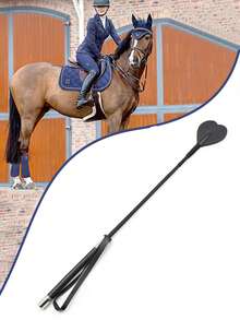 1pc PU Leather Riding Crop, Soft Riding Whip With Non-Slip Braided Handle And Wrist Strap, Equestrian Training Accessory - Multicolor - View 2